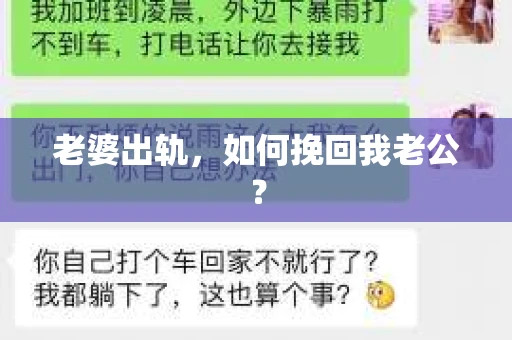 老婆出轨，如何挽回我老公？