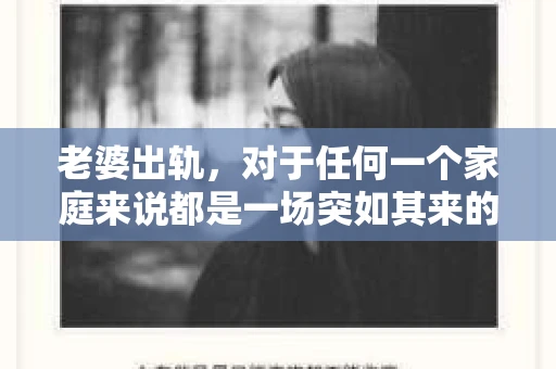 老婆出轨，对于任何一个家庭来说都是一场突如其来的风暴。面对这样的困境，如何挽回婚姻，重拾家庭的和谐，成为了许多人迫切想要了解的问题。今天，我们就来聊聊这个敏感而现实的话题——老婆出轨最好的挽回办法。