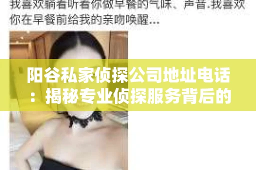 阳谷私家侦探公司地址电话：揭秘专业侦探服务背后的故事