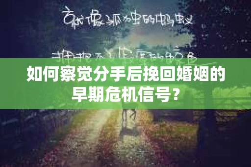 如何察觉分手后挽回婚姻的早期危机信号？